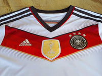 GERMANY 2014 WORLD CUP CHAMPION 4TH TITLE IN BRAZIL HOME JERSEY ADIDAS SHIRT TRIKOT MEMORABILIA COLLECTIBLE 13-14 YRS OLD YOUTH or WOMEN / CODE # M35023  SOLD OUT!