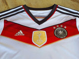 GERMANY 2014 WORLD CUP CHAMPION 4TH TITLE IN BRAZIL HOME JERSEY ADIDAS SHIRT TRIKOT MEMORABILIA COLLECTIBLE 13-14 YRS OLD YOUTH or WOMEN / CODE # M35023  SOLD OUT!