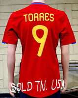 SPAIN 2010 WORLD CUP PRE-CHAMPIONSHIP  FERNANDO TORRES 9 JERSEY ADIDAS SHIRT CAMISETA  MEDIUM CODE P47902  SOLD OUT!