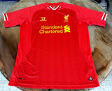 ENGLISH PREMIER LIVERPOOL FC 2013-2014 EPL RUNNERS-UP JERSEY WARRIOR SUAREZ 7 HOME SHIRT LARGE