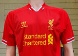 ENGLISH PREMIER LIVERPOOL FC 2013-2014 EPL RUNNERS-UP JERSEY WARRIOR SUAREZ 7 HOME SHIRT LARGE