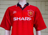 ENGLISH PREMIER MANCHESTER UNITED FC 1995-96 PREMIER LEAGUE CHAMPION ERIC CANTONA JERSEY UMBRO SHIRT XL 