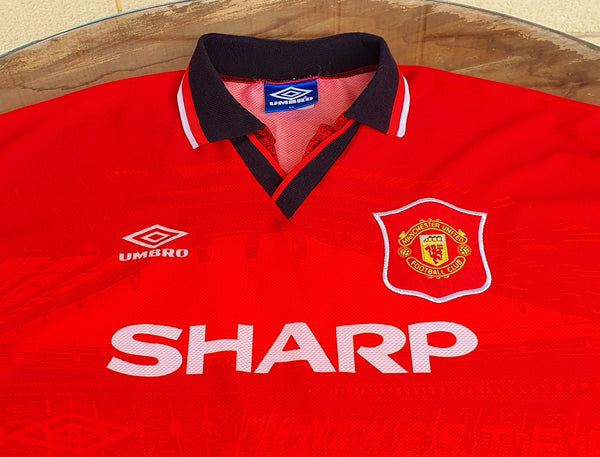 ENGLISH PREMIER MANCHESTER UNITED FC 1995-96 PREMIER LEAGUE CHAMPION E –  vintage soccer jersey