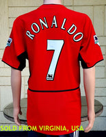 ENGLISH PREMIER MANCHESTER UNITED FC 2002-03 EPL CHAMPION RONALDO 7 HOME JERSEY NIKE SHIRT LARGE   SOLD OUT !