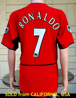 ENGLISH PREMIER MANCHESTER UNITED FC 2002-03 EPL CHAMPION RONALDO 7 HOME JERSEY NIKE SHIRT LARGE   SOLD OUT !