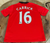 ENGLISH PREMIER MANCHESTER UNITED FC 2013-2014 COMMUNITY SHIELD CHAMPION CARRICK 16 JERSEY ADIDAS SHIRT MEDIUM