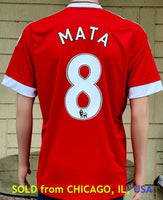 ENGLISH PREMIER MANCHESTER UNITED FC 2015-2016 FA CUP CHAMPION MATA 8 HOME JERSEY ADIDAS SHIRT LARGE/ MODEL # AC1414   SOLD !!!