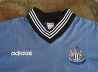 ENGLISH PREMIER NEWCASTLE UNITED FC 1996-1997 PREMIER 2ND, CHARITY SHIELD RUNNER UP, ALAN SHEARER JERSEY ADIDAS MEMORABILIA SHIRT XL 