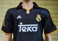 SPANISH LA LIGA REAL MADRID 1999 -2001 UEFA CHAMPIONS LEAGUE AWAY JERSEY ADIDAS SHIRT CAMISETA  LARGE  CODE # 627114