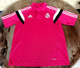 SPANISH LA LIGA REAL MADRID 2014-2015 UEFA SUPER CUP & FIFA CLUB WORLD CUP CHAMPION ADIDAS CLIMALITE POLO SHIRT CAMISETA MEDIUM CODE # F84281