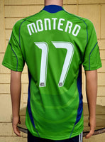 USA MLS SEATTLE SOUNDERS 2009 U.S. OPEN CUP CHAMPION FREDY MONTERO 17 JERSEY ADIDAS HOME SHIRT MEDIUM CODE # E77292 