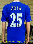 ENGLISH PREMIER CHELSEA 2004-05 PREMIER LEAGUE & LEAGUE CUP CHAMPION LEGENDARY ZOLA 25 JERSEY UMBRO REVERSIBLE SHIRT L  SOLD OUT!